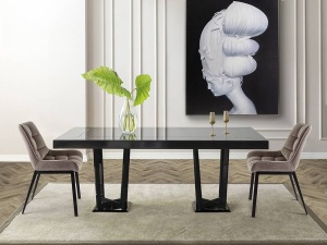 MASA DE SUFRAGERIE 200CM, SHADOW, MDF LACUIT SI METAL, COD 755283, MODEL DEOSEBIT