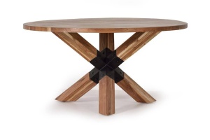 MASA DINING 150CM, MARO/NEGRU, LEMN MASIV DE ACACIA SI METAL, GINER Y COLOMER