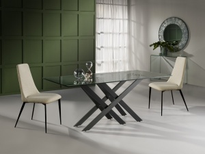 MASA DINING 180CM, TAIMA,DIN METAL SI STICLA, COD 758022, STIL MODERN SCHULLER