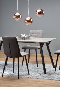 MASA DINING BALROG, GRI DESCHIS/NEGRU, 140/80 CM, BLAT DIN MDF LACUIT SI PICIOARE DIN METAL, STIL MODERN - Img 4