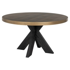 MASA DINING BLOOMVILLE, 140 CM, MARO/NEGRU, DIN STEJAR, PIELE ECO SI METAL, RICHMOND INTERIORS