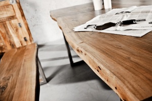 MASA DINING DIN LEMN MASIV DE SALCAM, MAMMUT 38794 + 39391 STIL VINTAGE - Img 3