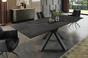 MASA DINING EXTENSIBILA, ETERNITY 160/200CM, BLAT DIN STICLA, CERAMICA SI PICIOARE METAL, ARTIM GROUP SELECTION