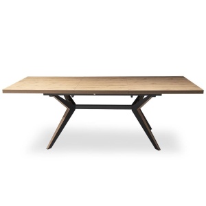 MASA DINING EXTENSIBILA PATRICK, STEJAR/NEGRU, 160/220 CM, BLAT DIN MDF SI PICIOARE DIN METAL, STIL MODERN, ATR - Img 3