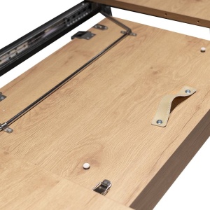 MASA DINING EXTENSIBILA PATRICK, STEJAR/NEGRU, 160/220 CM, BLAT DIN MDF SI PICIOARE DIN METAL, STIL MODERN, ATR - Img 5