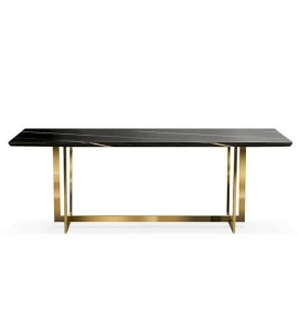 MASA DINING MARBLE 180 CM, EFECT DE MARMURA NEAGRA/AURIU, STIL MODERN