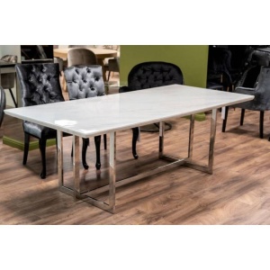 MASA DINING MARBLE 220 CM, EFECT DE MARMURA ALBA/CROM, STIL MODERN
