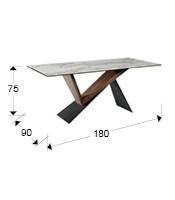 MASA DINING, NOA 180CM, 742350, METAL, LEMN DE NUC SI PORTELAN SI STICLA, DESIGN MODERN - Img 3