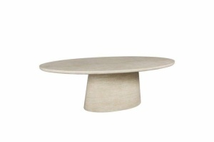 MASA DINING OVALA FICTUS, 240 CM, BEJ, DIN TRAVERTIN, MDF SI METAL, RICHMOND INTERIORS - Img 4