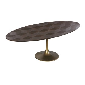 MASA DINING OVALA LUXOR DIAMOND, 230 CM, MARO/AURIU ANTICHIZAT, DIN FURNIR DE STEJAR SI METAL, RICHMOND INTERIORS