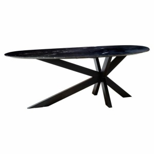 MASA DINING TROCADERO, 220 CM, EFECT DE MARMURA NEAGRA/NEGRU, DIN MARMURA SI METAL, RICHMOND INTERIORS