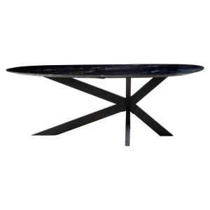 MASA DINING TROCADERO, 220 CM, EFECT DE MARMURA NEAGRA/NEGRU, DIN MARMURA SI METAL, RICHMOND INTERIORS - Img 2