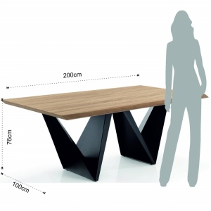 MASA ELEGANTA 200CM, CLEFT, COD 4327, STIL MODERN, REALIZATA DIN METAL SI MDF - Img 4