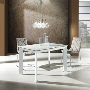 MASA EXTENSIBILA 120/170CM, BLADE 120 ALB, COD 2439, STIL MODERN, REALIZATA DIN METAL SI STICLA - Img 4