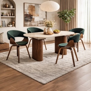 MASA EXTENSIBILA 180-220CM, ARTIM MEBLE, REALIZATA DIN MDF, CULOARE TRAVERTIN/NUC, STIL MODERN - Img 2