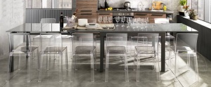 MASA EXTENSIBILA ELEGANTA 120/350CM, LONG GREY, COD 3344, STIL MODERN, REALIZATA DIN METAL SI STICLA/MDF - Img 5