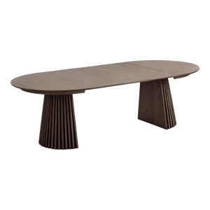 MASA EXTENSIBILA ROTUNDA OSAKA ø120x120-160-200-240x75 cm, REALIZATA DIN MDF, FURNIR, CULOARE MARO FUME, HOUSE NORDIC