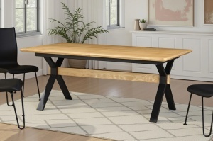 MASA EXTESIBILA DE MARI DIMENSIUNI, GIANT 180- 300CM, FURNIR LEMN DE STEJAR SI METAL, ASPECT STEJAR, ARTIM GROUP SELECTION