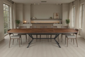 MASA EXTESIBILA DE MARI DIMENSIUNI, GRANDEZZA 180- 270CM, FURNIR LEMN DE NUC SI METAL, ASPECT NUC, ARTIM GROUP SELECTION - Img 6