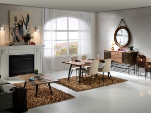 MASA LIVING, 180CM, DRESDE COD 305284 DIN METAL SI LEMN,DESIGN VINTAGE/INDUSTRIAL SCHULLER - Img 2