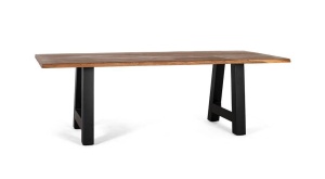 MASA LIVING 200CM, CULOARE NATUR/NEGRU, LEMN DE SALCAM SI METAL, GINER Y COLOMER - Img 2