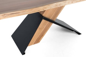 MASA LIVING 200CM, CULOARE NATUR/NEGRU, LEMN MASIV DE SALCAM, GINER Y COLOMER - Img 3
