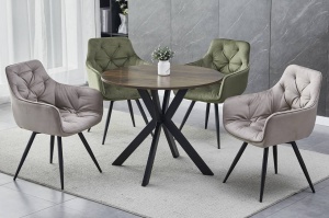 MASA LIVING/DINING TALIA II, 90 CM, NUC/NEGRU, BLAT DIN MDF SI PICIOARE DIN METAL, STIL MODERN - Img 1