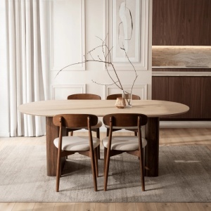 MASA OVALA 200CM, ARTIM MEBLE, REALIZATA DIN MDF, CULOARE TRAVERTIN/NUC, STIL MODERN - Img 3