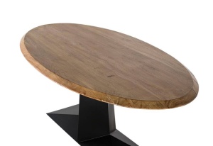 MASA OVALA 200CM, NATUR/NEGRU, LEMN MASIV DE ACACIA SI METAL, GINER Y COLOMER - Img 3
