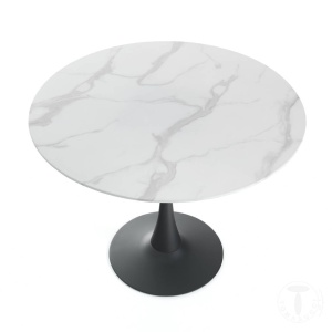 MASA ROTUNDA ELEGANTA 90CM, TOKIO, COD 3950, STIL MODERN, REALIZATA DIN LEMN MASIV SI STICLA - Img 2