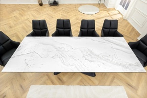 MASA SUFRAGERIE, INFINITY 180/260CM, DIN CERAMICA/STICLA MARMURA ALBA SI METAL, ARTIM GROUP SELECTION - Img 3