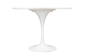 MASA TULIP PREMIUM 100 CM, ALBA, CONFECTIONATA DIN MDF LUCIOS SI METAL, STIL MODERN - Img 2