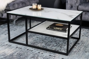 MASUTA DE CAFEA 90CM, ELEGANCE, DIN METAL SI STICLA, STIL INDUSTRIAL