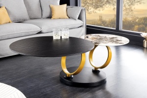 MASUTA DE CAFEA, DANCING RINGS, DIN METAL SI CERAMICA, NEGRU AURIU/GRI