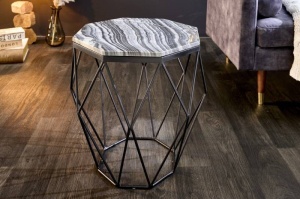 MASUTA DE CAFEA, DIAMOND 50CM, DIN METAL SI MARMURA NEGRU/GRI
