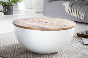 MASUTA DE CAFEA DIN LEMN RECICLAT 70CM, JAKARTA, COD 40893, LEMN SI SUPORT DIN METAL, STIL INDUSTRIAL