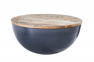 MASUTA DE CAFEA DIN LEMN RECICLAT 70CM, JAKARTA GRI, LEMN SI SUPORT DIN METAL, STIL INDUSTRIAL - Img 6