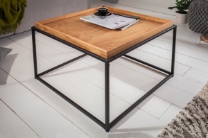 MASUTA DE CAFEA, ELEMENTS 60CM DIN METAL SI BLAT DIN FURNIR LEMN STEJAR