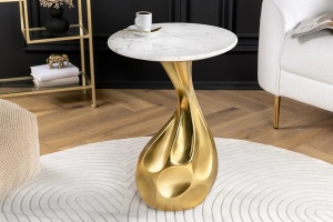 MASUTA DE CAFEA, TEAR, 60CM, BLAT DIN MARMURA SI METAL, ALB, ARTIM GROUP SELECTION