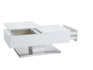 MASUTA DE CAFEA VIVIAN ALB HIGH GLOSS/CROM STIL MODERN - Img 2