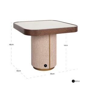 MASUTA DE CAFEA WILLOX, 214290, CONFECTIONATA DIN LEMN MASIV DE STEJAR, PAL, TEXTIL, METAL SI STICLA, MARO SI BEJ, STIL MODERN - Img 5