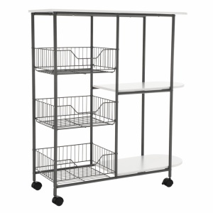 MASUTA MULTIFUNCTIONALA ATRES, ALB/ARGINTIU, DIN MDF, METAL SI PLASTIC, STIL MODERN, TK - Img 1