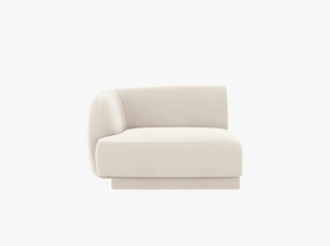 MODUL CANAPEA MILEY, PE STANGA, BEJ DESCHIS, CU TAPITERIE DIN CATIFEA BLUVEL, MICADONI