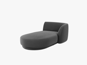 MODUL SEZLONG, MILEY, PE DREAPTA, GRI, CU TAPITERIE DIN CATIFEA BLUVEL, MICADONI