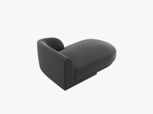 MODUL SEZLONG, MILEY, PE DREAPTA, GRI, CU TAPITERIE DIN CATIFEA BLUVEL, MICADONI - Img 3
