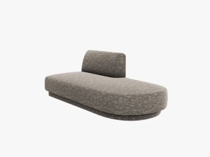 MODUL SEZLONG MILEY, PE DREAPTA, GRI, CU TAPITERIE DIN TEXTIL CHENILLE HAGA, MICADONI