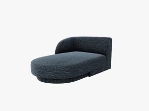 MODUL SEZLONG MILEY, PE STANGA, ALBASTRU, CU TAPITERIE DIN TEXTIL CHENILLE HAGA, MICADONI