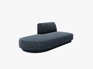 MODUL SEZLONG MILEY, PE STANGA, ALBASTRU, CU TAPITERIE DIN TEXTIL CHENILLE HAGA, MICADONI