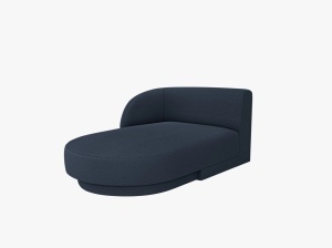 MODUL SEZLONG MILEY, PE STANGA, ALBASTRU INCHIS, CU TAPITERIE DIN TEXTIL BOUCLE BALOO, MICADONI
