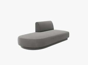 MODUL SEZLONG MILEY, PE STANGA, GRI DESCHIS, CU TAPITERIE DIN CATIFEA BLUVEL, MICADONI - Img 2